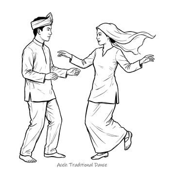 Aceh traditional Dance Vector Illustration