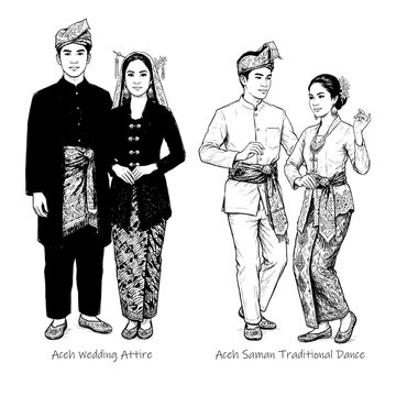 traditional clothes and dancing vector illustration