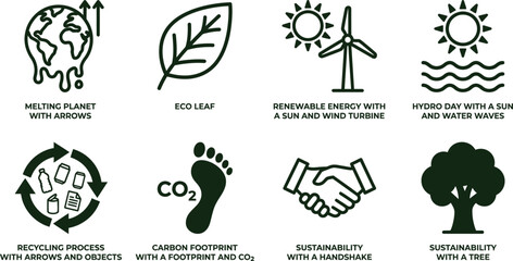 Obraz premium Eco icons set for sustainability and environment