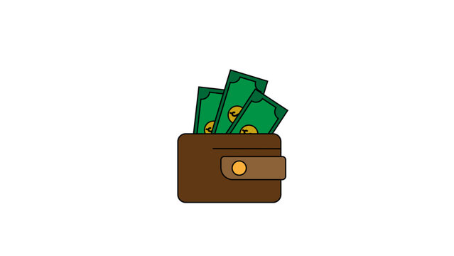 Leather wallet with green dollar banknotes inside