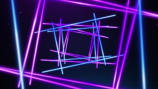 Blue and Pink Neon CrossLines Squares , Alpha Chanel Loop Background