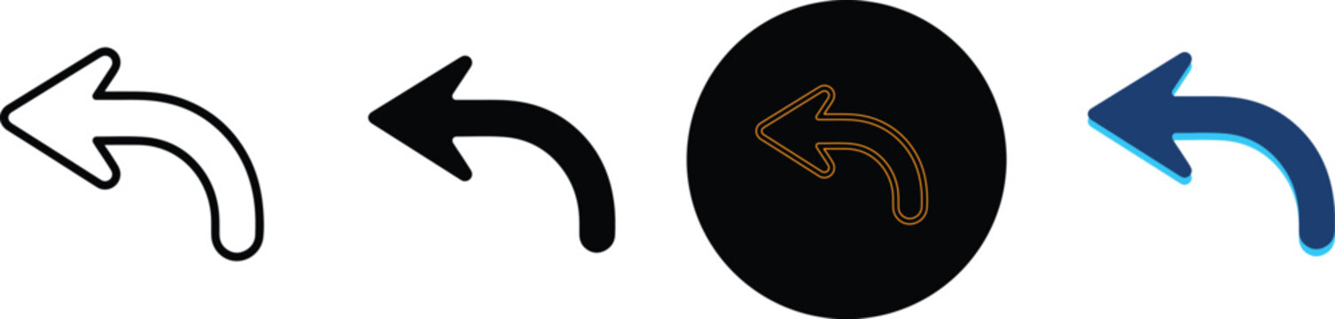 Set Of Four Different Undo Arrows