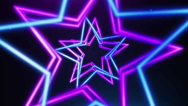 Blue and Pink Neon Stars, Alpha Chanel Loop Background