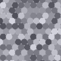 Fototapeta premium Grey hexagons, geometric pattern, seamless background, monochromatic texture