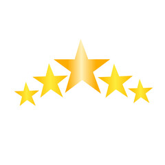 Fototapeta premium Five Gold Star Rating on White Background, Customer Review