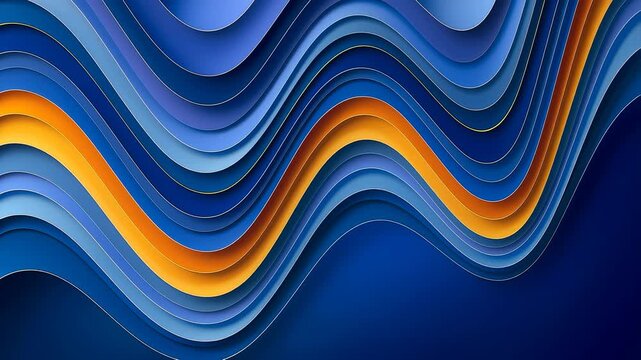 Blue layered paper waves abstract flowing background loop video