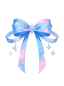 Dreamy Anime Style Ribbon Bow Graphic Collection Plain White Backdrop Hair Ornament & Sticker Design Element product mockup photo E-commerce marketing poster Background shooting scene