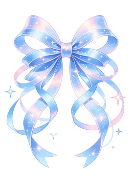 Dreamy Anime Style Ribbon Bow Graphic Collection Plain White Backdrop Hair Ornament & Sticker Design Element product mockup photo E-commerce marketing poster Background shooting scene