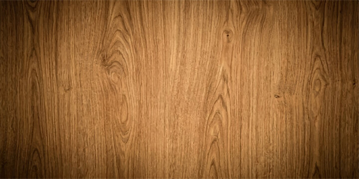 Warm brown oak wood texture background with soft vignette grain for rustic restaurant menu and poster design