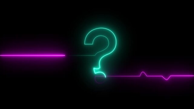 neon glowing loop Question mark sign Question mark icon asking icon animation. Motion graphics of neon question concept