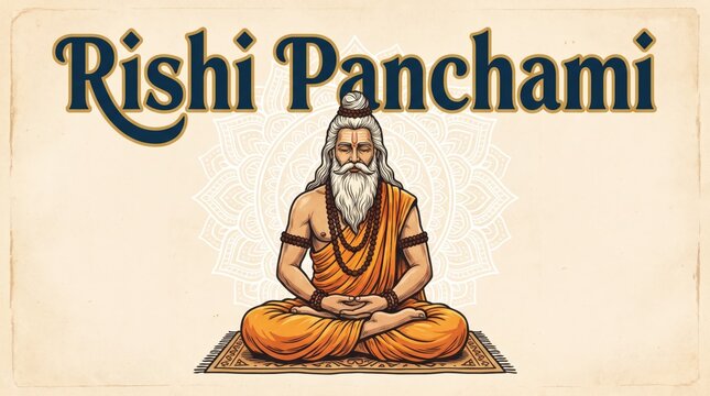 Hindu Sage Meditates Cross Legged Rishi Panchami