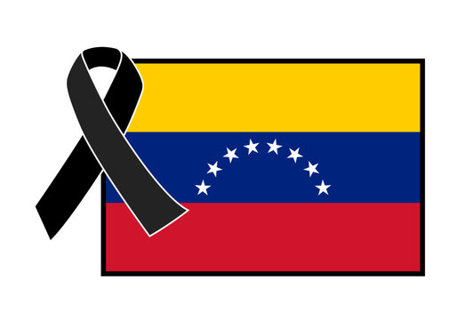 Bandera de Venezuela con lazo negro de luto