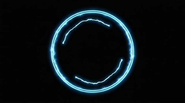 loading gif neon blue electric circle loading animation on black