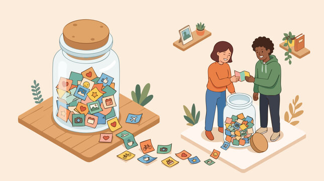 Memories in a Jar with Friends Reading Notes for Friendship and Nostalgia Illustration