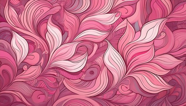 cute pink floral doodle pattern with soft wavy lines