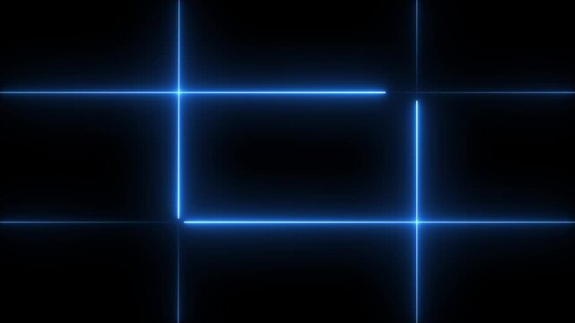 Neon Line with bright flashing on the black background. Motion graphics of neon 4 line concept