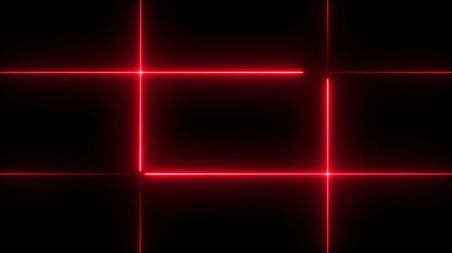 Neon Line with bright flashing on the black background. Motion graphics of neon 4 line concept