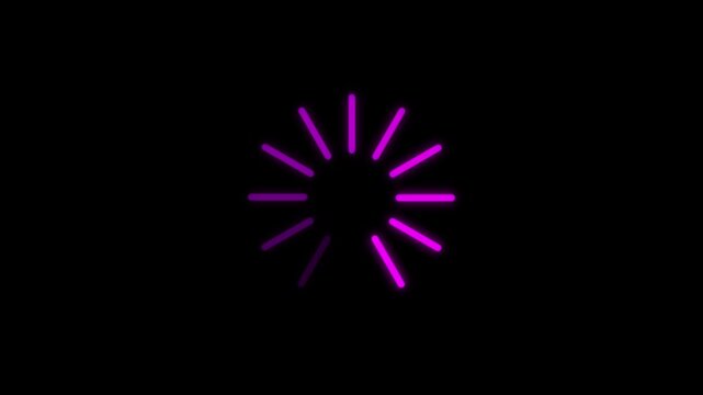 Loading circle icon background with alpha matte, glowing wheel animation, and transparent loading icon animation.
