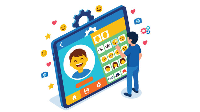 Emoji Avatar Creation Concept for Custom Social Profile Design and Digital Identity Illustration