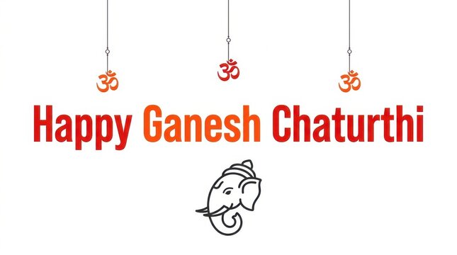 Ganesh Chaturthi celebration with Om symbols and Ganesha head