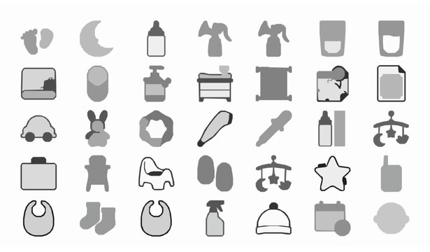 Modern Baby Care Line Icons Collection Editable Stroke Outline Vector Illustration Isolated on White Background