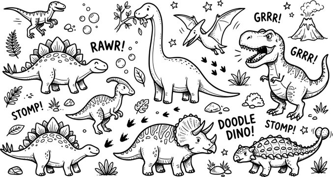 Dinosaur doodle set
