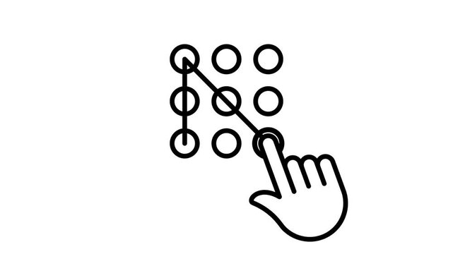 Pattern lock animated icon. Device password technology for security, data protection, secure, safety, privacy, safe, login access, encryption and other