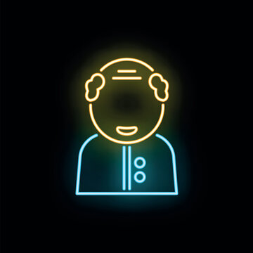 Elderly man character showing user profile or senior online persona