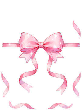 Dreamy Anime Style Ribbon Bow Graphic Collection Plain White Backdrop Hair Ornament & Sticker Design Element product mockup photo E-commerce marketing poster Background shooting scene