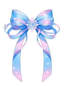 Dreamy Anime Style Ribbon Bow Graphic Collection Plain White Backdrop Hair Ornament & Sticker Design Element product mockup photo E-commerce marketing poster Background shooting scene