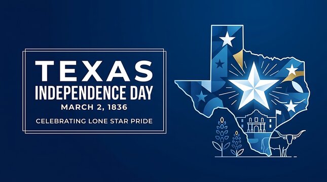 Commemorating Texas Independence Day March 2 1836 with Lone Star State pride and iconic imagery
