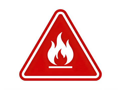 Red flammable warning sign triangular hazard symbol