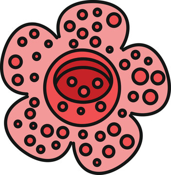 Rafflesia flower illustration blooming as a unique exotic tropical parasitic plant icon