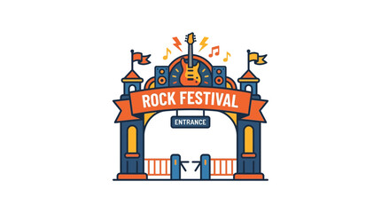 Fototapeta premium National Day of Rock ‘n’ Roll Festival Concert Crowd Illustration