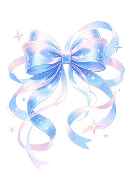 Dreamy Anime Style Ribbon Bow Graphic Collection Plain White Backdrop Hair Ornament & Sticker Design Element product mockup photo E-commerce marketing poster Background shooting scene