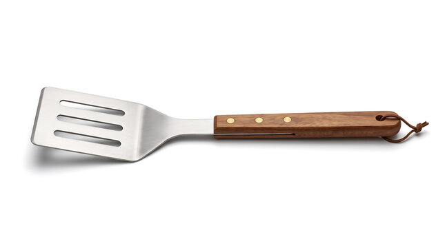 Professional stainless steel barbecue spatula with wooden handle