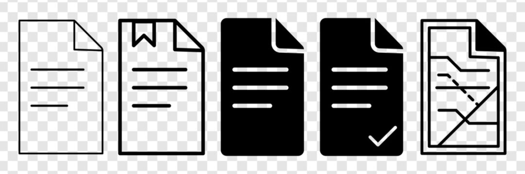 Document file icon set outline and solid vector illustration