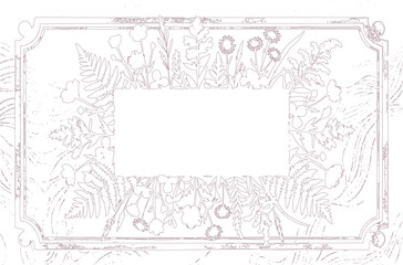 Fototapeta premium Vintage botanical frame with floral design and blank space for text