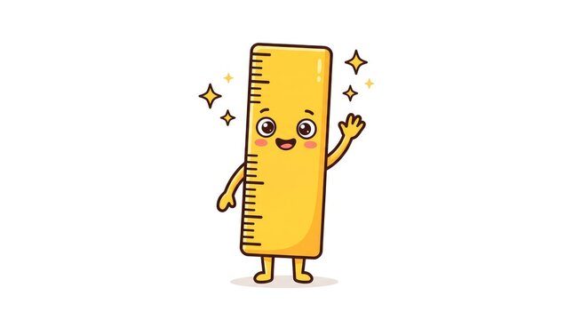 Cute Cartoon Bread Loaf Character Waving with Sparkles in Flat Design Illustration