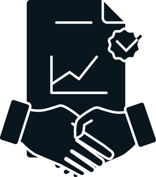 Vector icon of handshake, symbolizing business partnership, trust, and investment