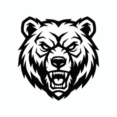 Fototapeta premium Fierce grizzly bear head mascot logo with angry expression