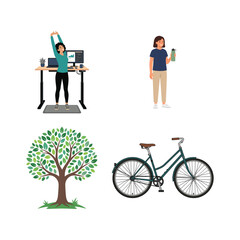 Fototapeta premium Healthy Lifestyle Daily Activity Habits with Active People and Sustainable Nature Elements