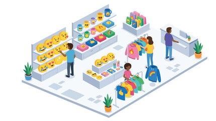 Naklejka premium Isometric Emoji Merchandise Store