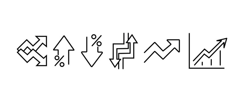 Increase and decrease icon arrow set. growth and success. growth chart sign png and vector.