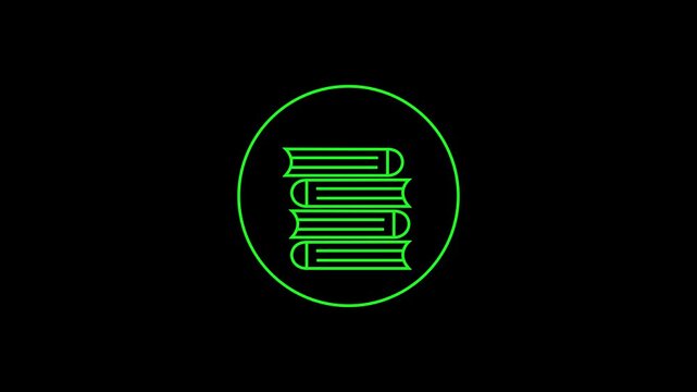 4K Animated Outline Book Icon &ndash; Minimalist Education, Learning, Reading Symbol for Digital Projects.