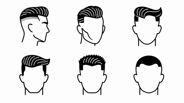 Modern Men's Hairstyles Collection - Vector Icons