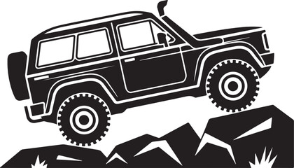 Off-road suv climbing rocky terrain © Soriyea