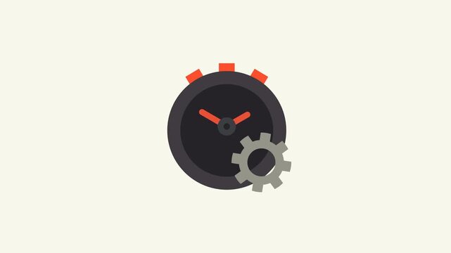Time management animation with stopwatch and gear showcases smart time control.