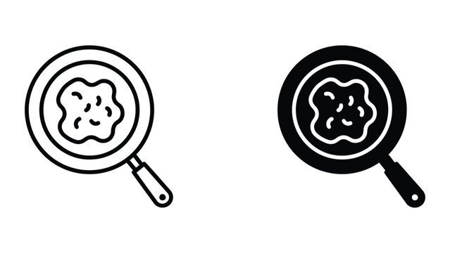 Fried egg in frying pan icon outline and solid vector