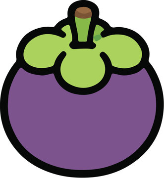 Cute Mangosteen Cartoon Icon